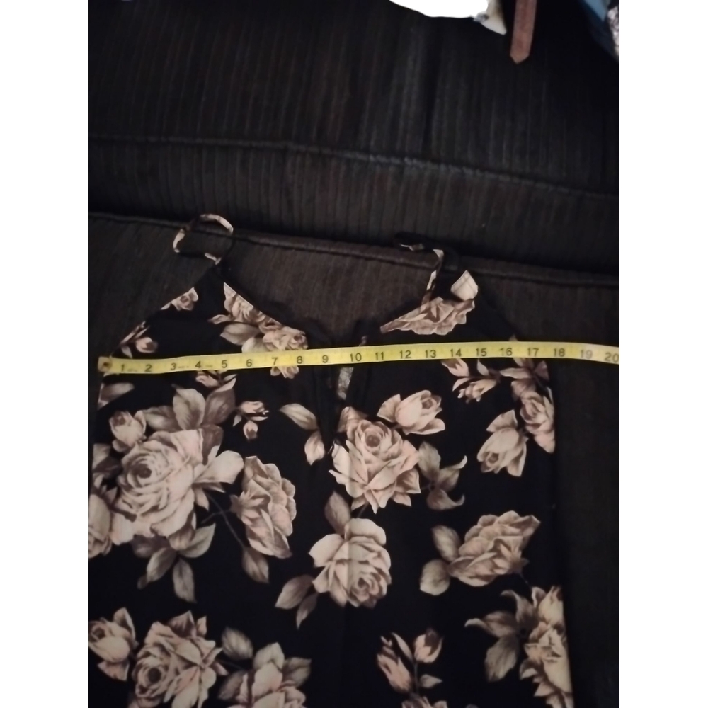Sienna Sky Black Cream Floral Spaghetti String with Lace Midi Sexy Slip Dress L - Picture 15 of 16